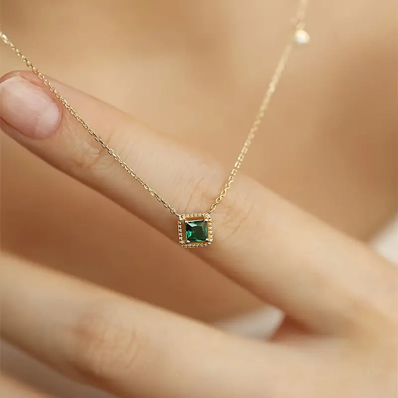 925 Sterling Silver Celestial Necklace Green