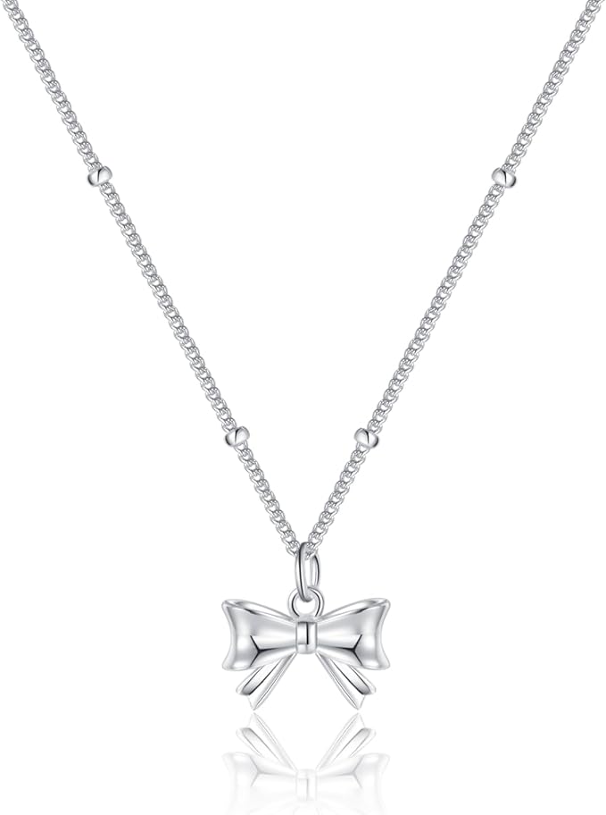 925 Sterling Silver Bow Pendant Necklace