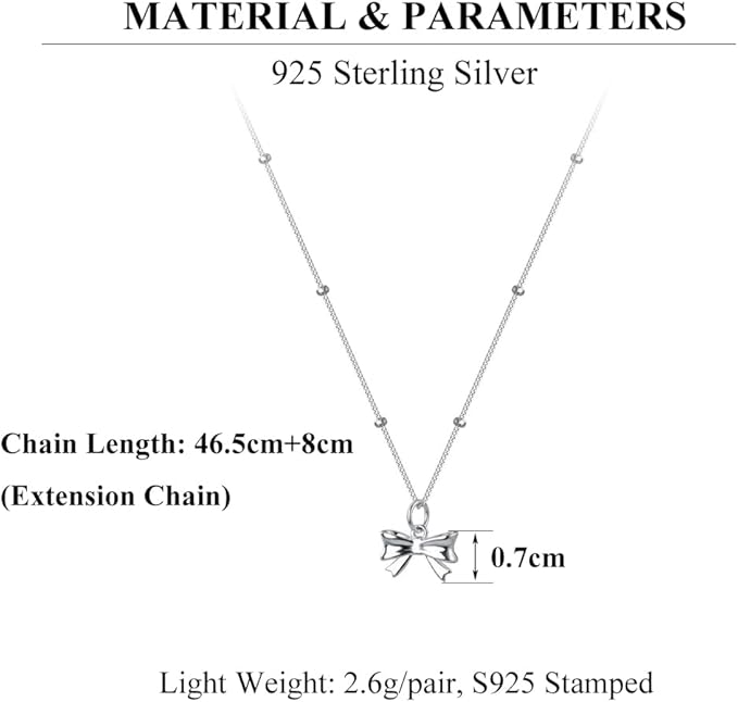 925 Sterling Silver Bow Pendant Necklace
