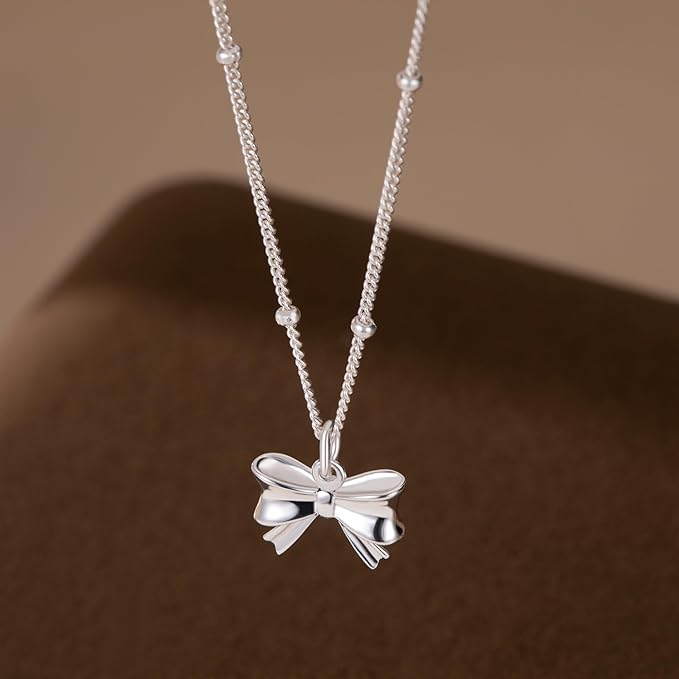 925 Sterling Silver Bow Pendant Necklace