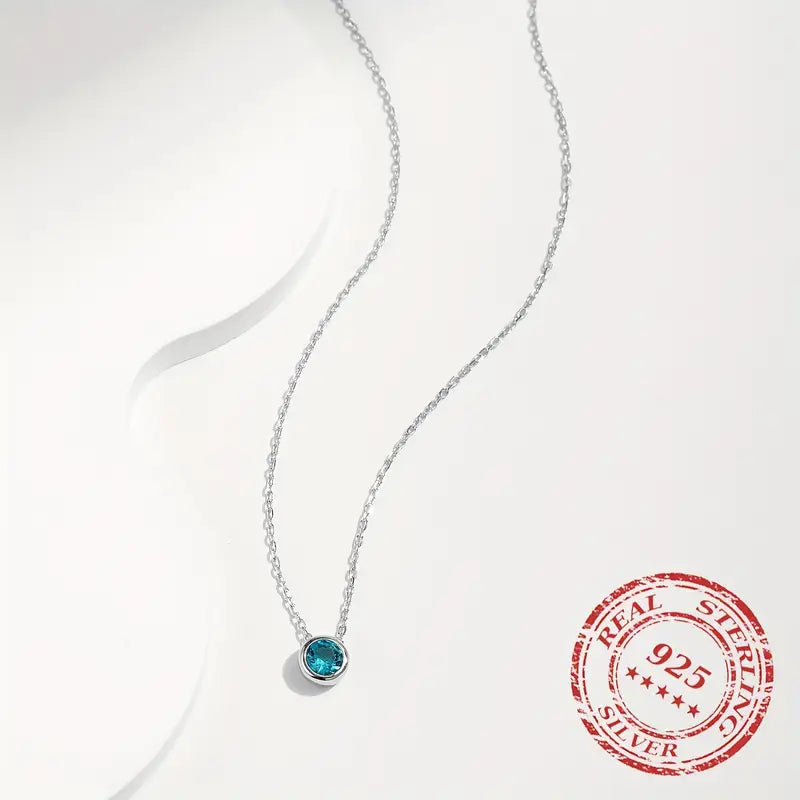 925 Sterling Silver blue Crystal Moonstone Necklace