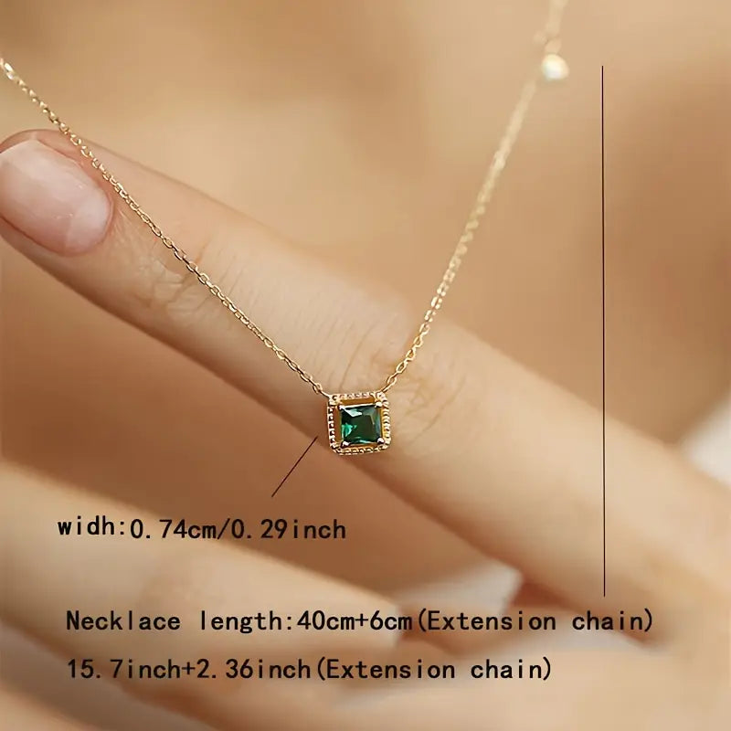 925 Sterling Silver Celestial Necklace Green