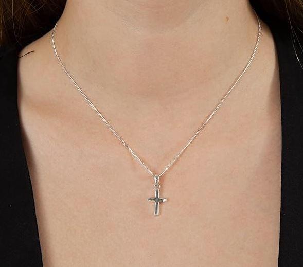 Silver Cross Necklace for Men Women – Christian Pendant Jewellery Gift