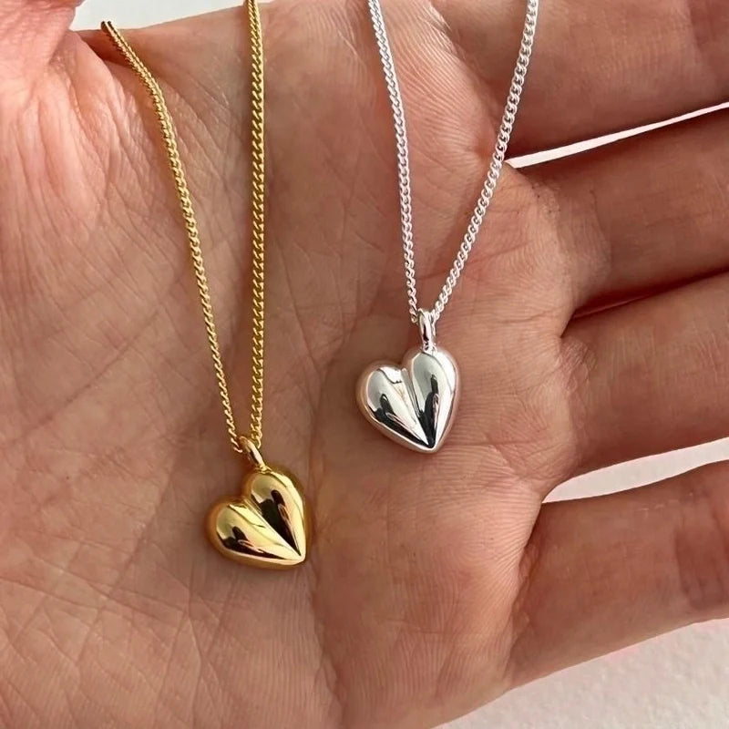 Wheat Chain Plating Heart Shape Pendant Necklace