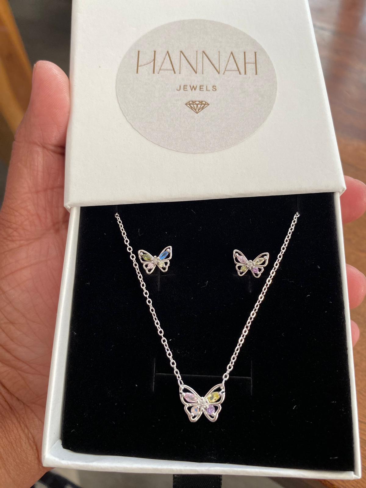 Butterfly 925 Pure Silver Necklace & Earring Se