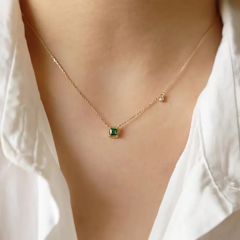 925 Sterling Silver Celestial Necklace Green