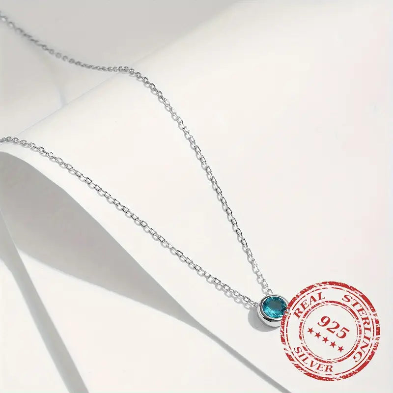 925 Sterling Silver blue Crystal Moonstone Necklace