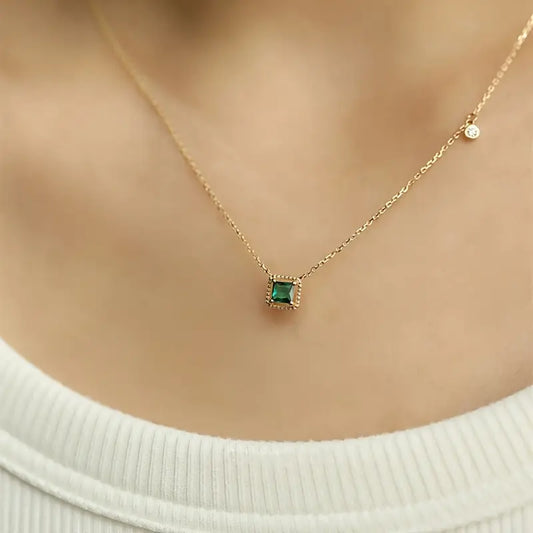 925 Sterling Silver Celestial Necklace Green