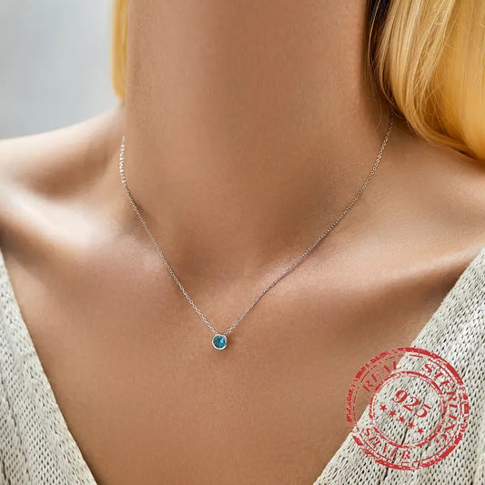 925 Sterling Silver blue Crystal Moonstone Necklace