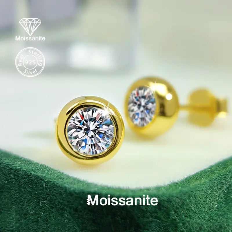 1 Carat Moissanite Stud Earrings in 925 Silver