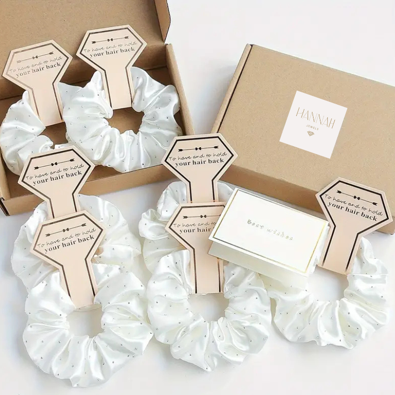 5pcs Fashionable Crystal Satin Fabric Hair Rings - Vintage Hair Accessories