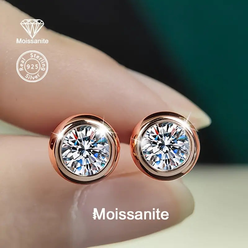 1 Carat Moissanite Stud Earrings in 925 Silver