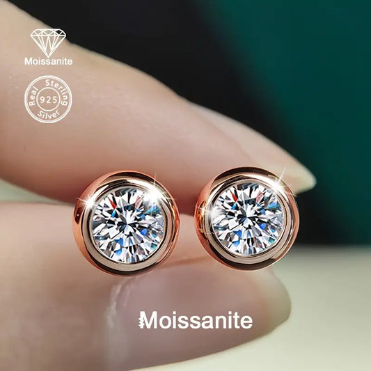 1 Carat Moissanite Stud Earrings in 925 Silver
