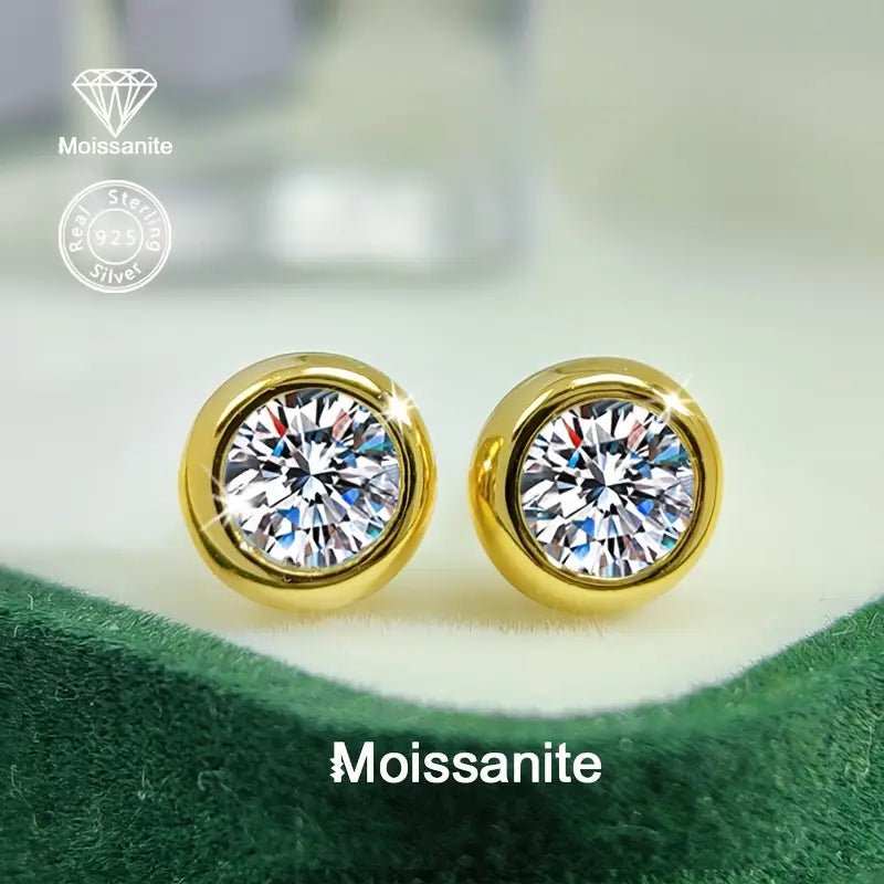 1 Carat Moissanite Stud Earrings in 925 Silver