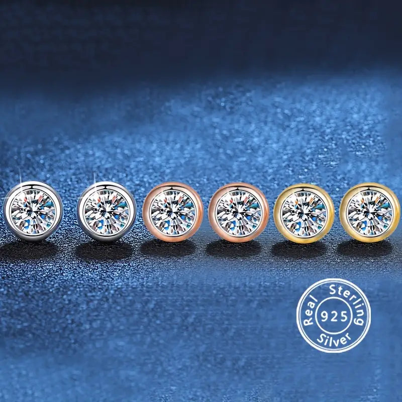 1 Carat Moissanite Stud Earrings in 925 Silver